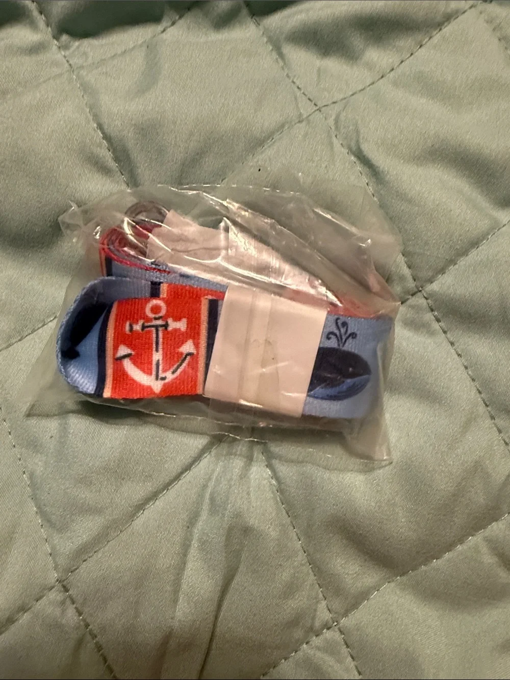 Vera Bradley Light Blue Nautical Anchor & Whale Key/Card Lanyard